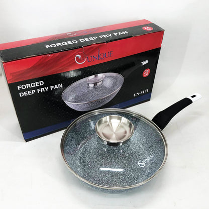 Сковорода глубокая с крышкой Unique UN-5171 24 см, Сковорода для приготовления на плите, удобная на кухню