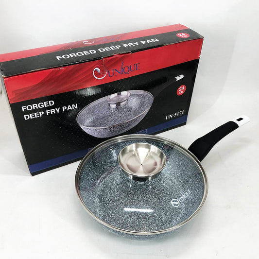 Сковорода глубокая с крышкой Unique UN-5171 24 см, Сковорода для приготовления на плите, удобная на кухню