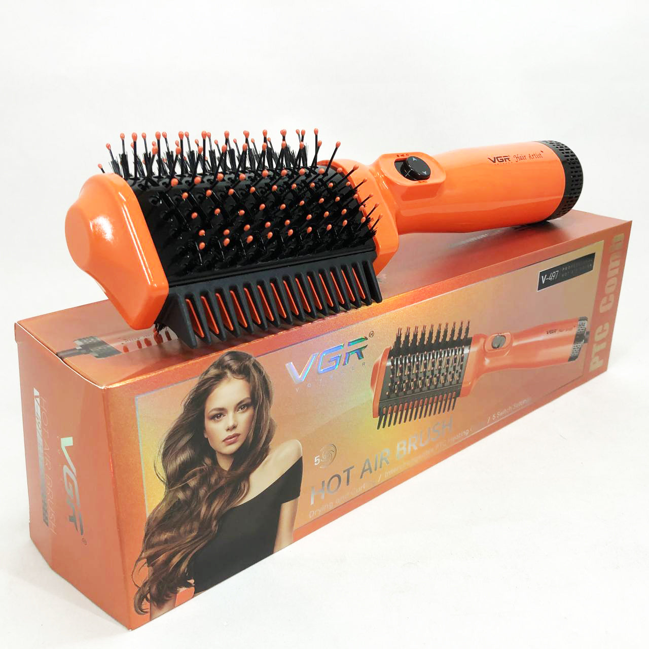 Фен стайлер для укладки и завивки волос VGR V-497. Цвет: оранжевый