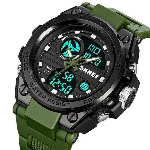 Часы наручные мужские SKMEI 2031AG ARMY GREEN, часы тактические противоударные. Цвет: зеленый