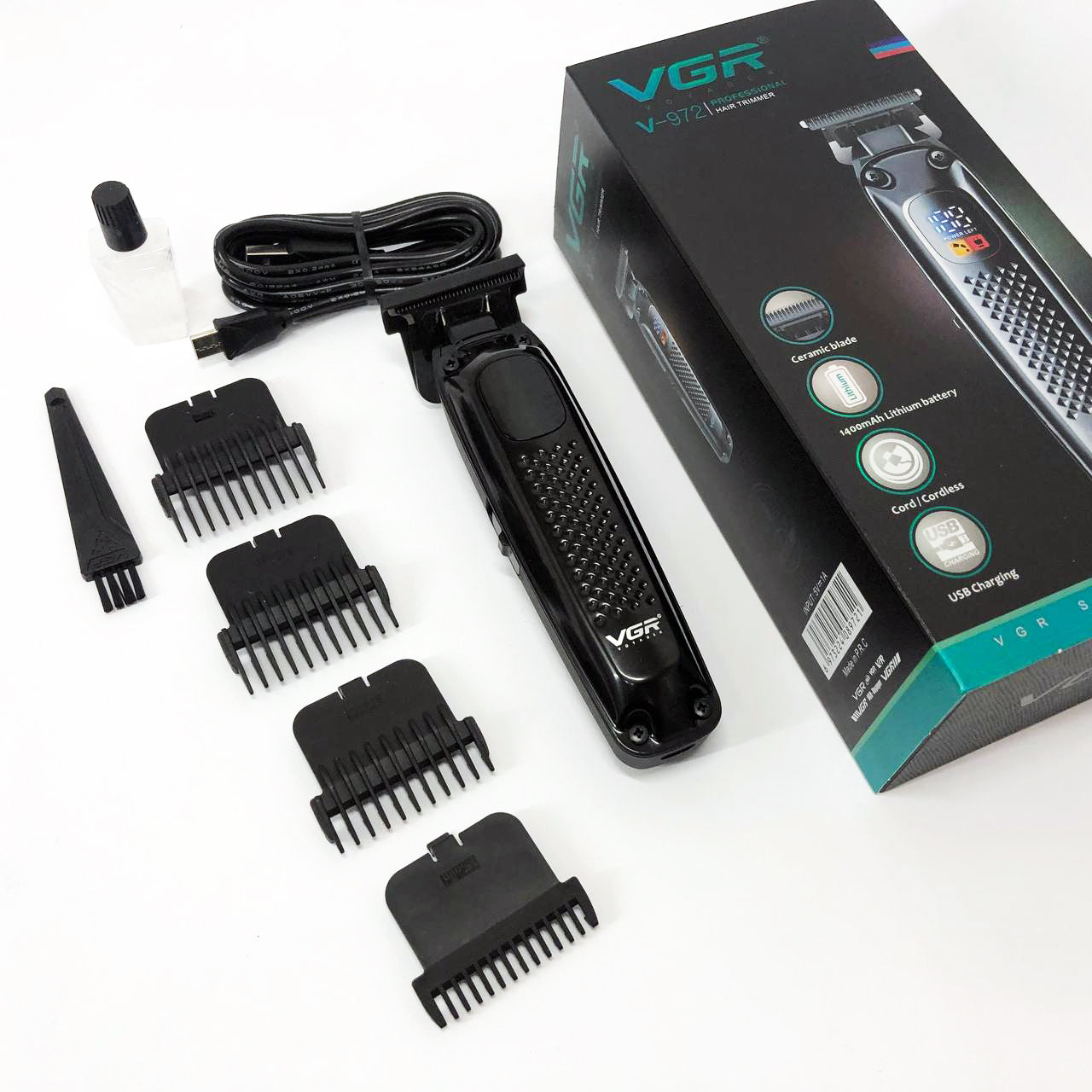 Машинка для стрижки волос триммер VGR V-972 профессиональная с насадками аккумуляторная USB