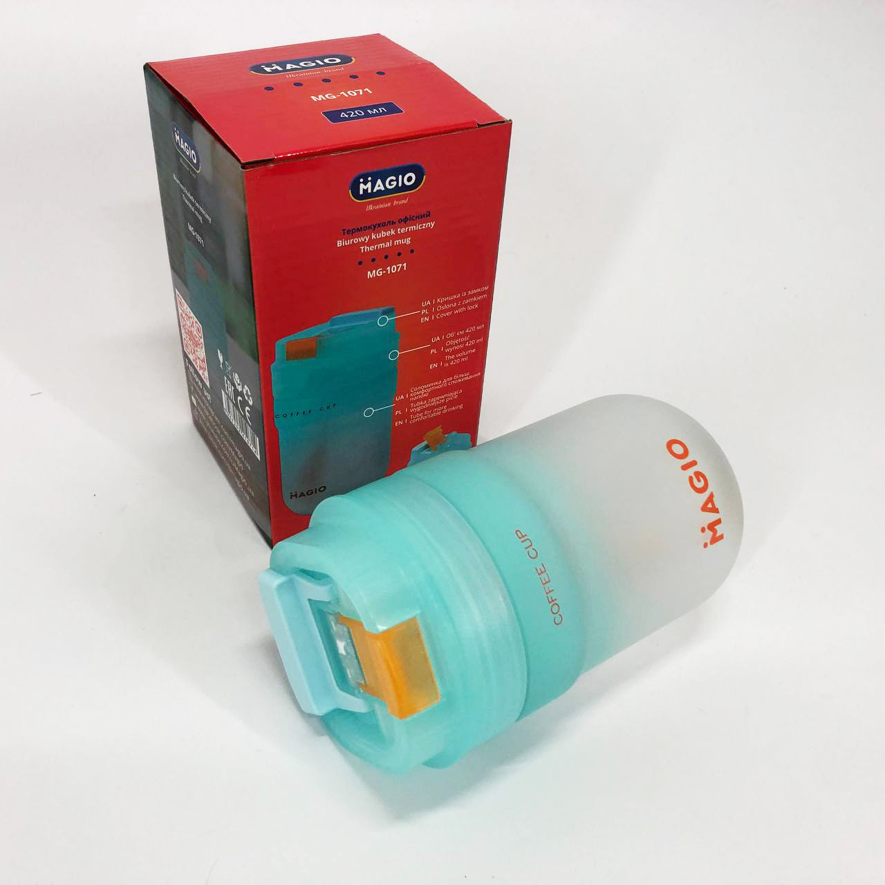 Термокружка офисная Magio MG-1071 420 мл, Термос туристический для напитков, Термосы для фитнеса