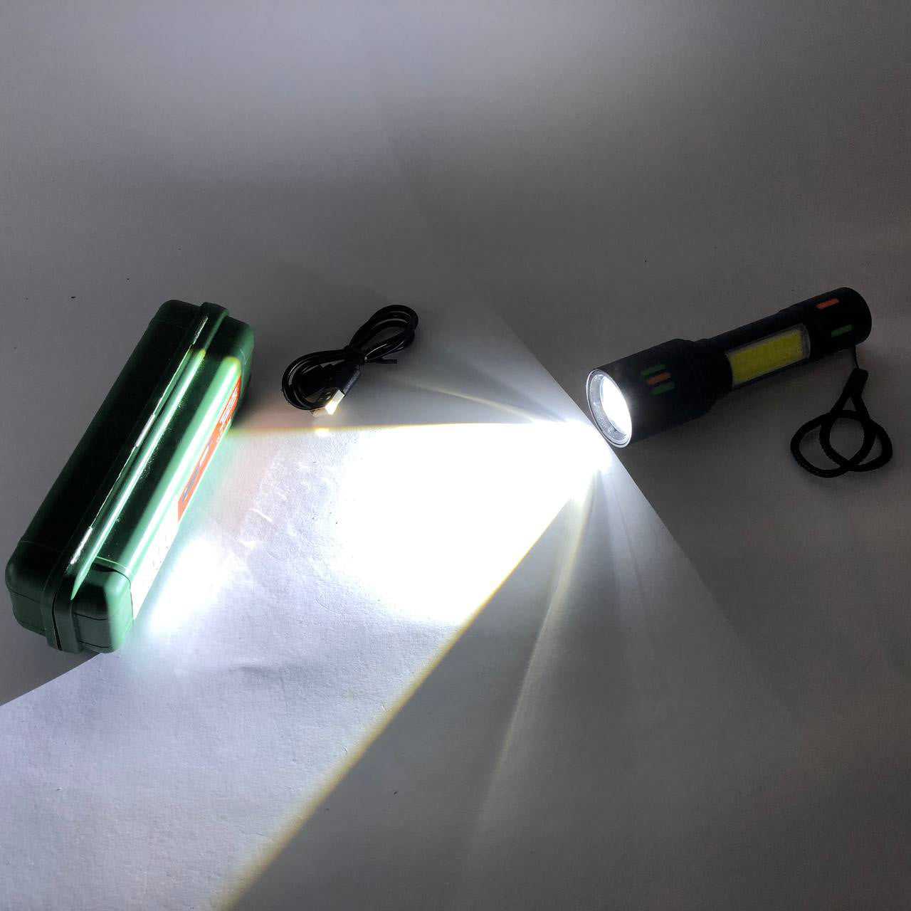Фонарик 623-TG+COB, Переносной ручной мощный фонарь, Портативный светодиодный фонарь с зарядкой