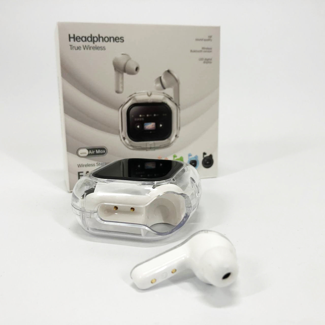 Беспроводные вакуумные наушники TWS с LED дисплеем, влагозащита IPx4 Bluetooth 5.4 с кейсом. Цвет: белый