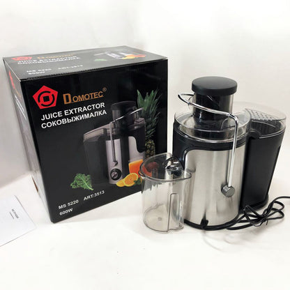 Электрическая соковыжималка Domotec MS-5220/3513 2 скорости отжима 600 W, соковыжималка для моркови