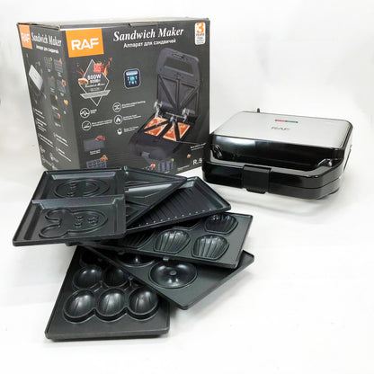 Мультимейкер RAF R.552 – 7 в 1: вафельница, гриль, сэндвичница, пончики, орешки, кексы, печенье, 800 Вт