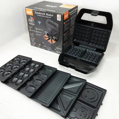 Мультимейкер RAF R.552 – 7 в 1: вафельница, гриль, сэндвичница, пончики, орешки, кексы, печенье, 800 Вт