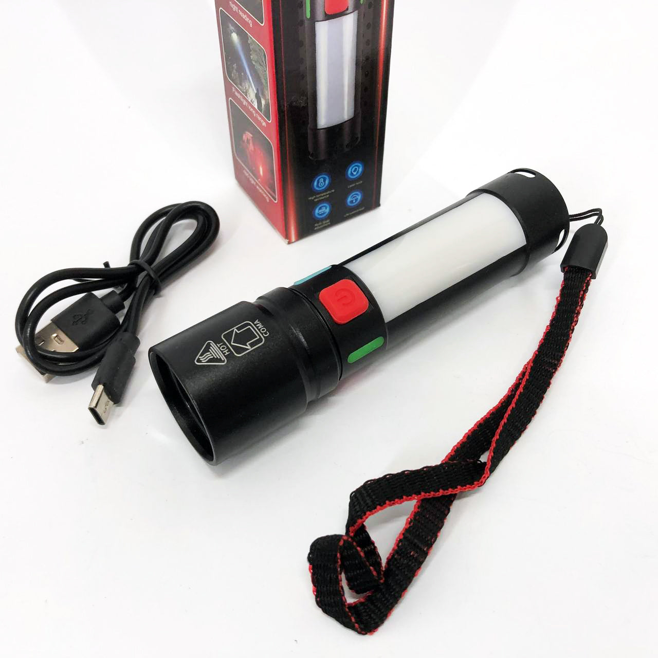 Фонарь 611-TG+COB(white+red), Фонарики для экстренных ситуаций и аварий, Поисковый фонарь ручной