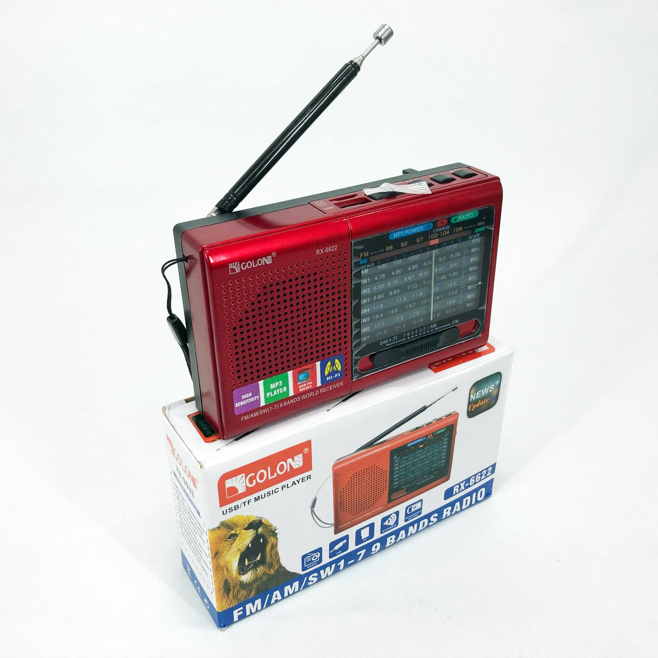 Портативная колонка радио MP3 USB Golon RX-6622. Цвет: красный