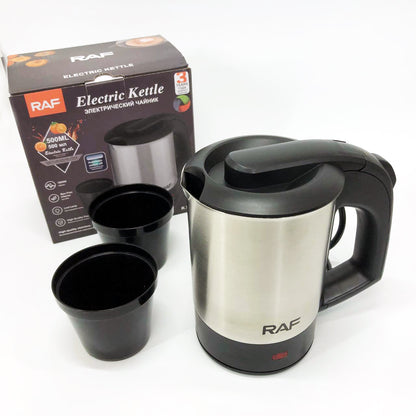 Электрочайник от 220В компактный RAF R-7887 с двумя чашками в комплекте 1000 Вт
