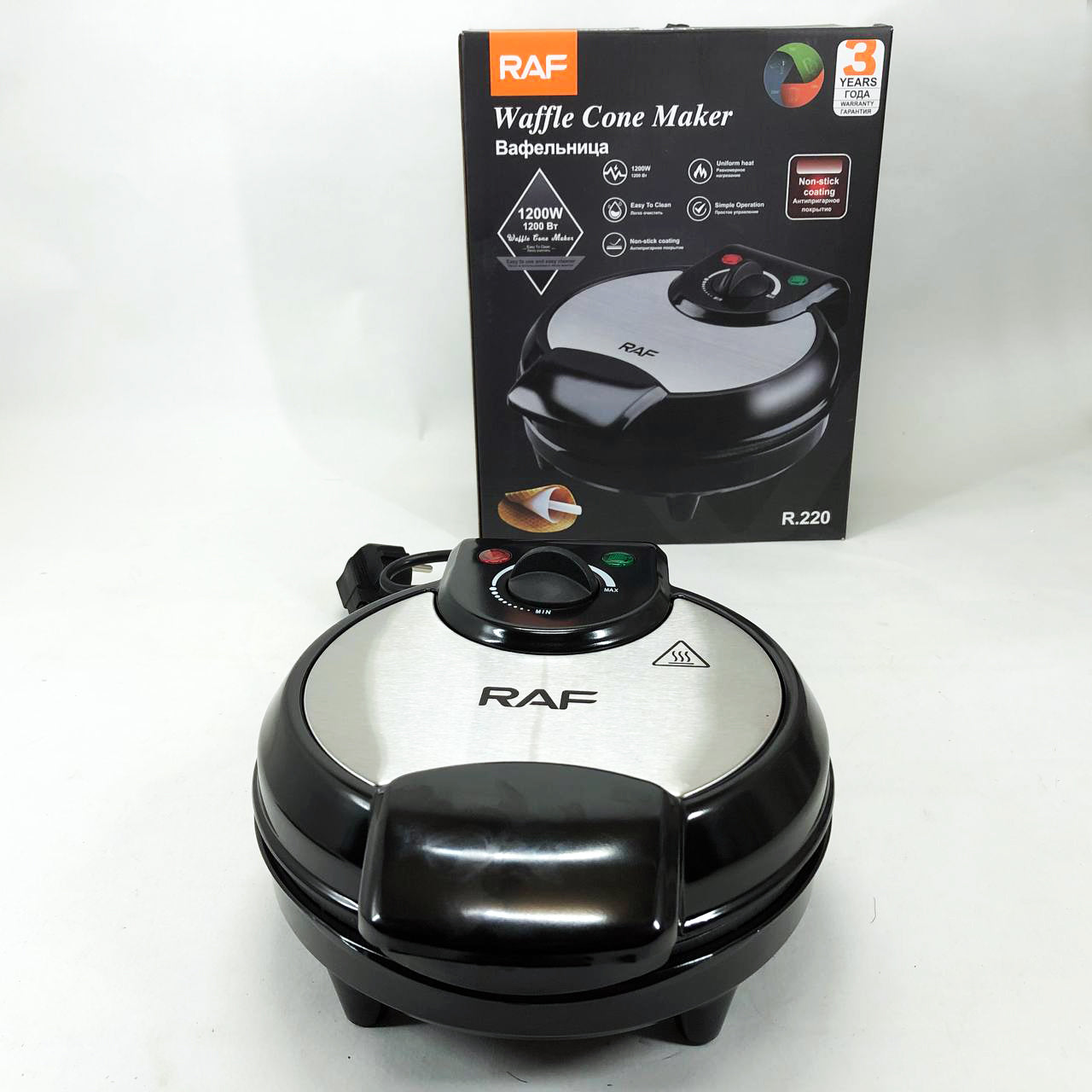 Вафельница электрическая RAF R.220, 1200 Вт с антипригарным покрытием