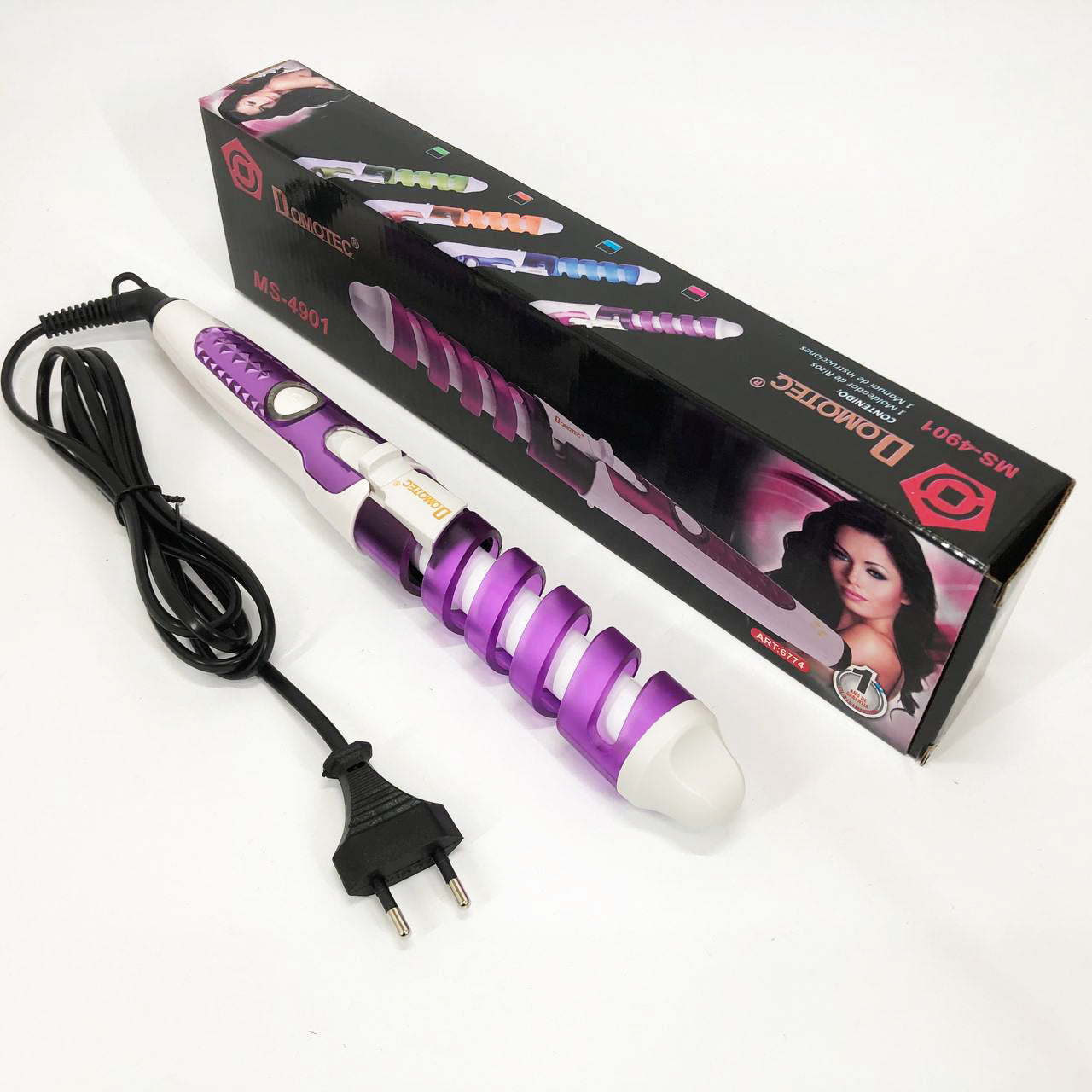 Плойка спиральная для волос Domotec MS 4901 с керамико-турмалиновым покрытием, Стайлер для завивки