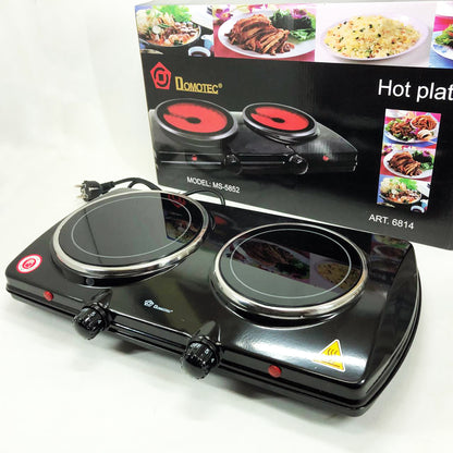Электрическая настольная плита Domotec MS-5852 2 конфорки стеклокерамическая 1200 Вт