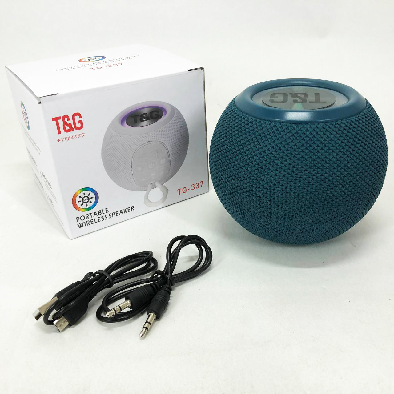Беспроводная мощная колонка TG337 с Bluetooth, RGB-подсветкой и радио. Цвет: синий