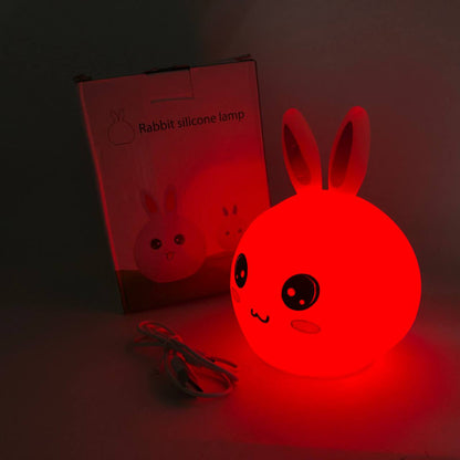 Силиконовый Ночник светильник ЗАЙЧИК детский LED лампа 7 цветов с АККУМУЛЯТОРОМ