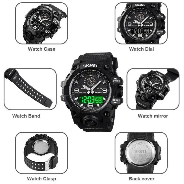 Часы наручные мужские SKMEI 1586BK BLACK, водонепроницаемые мужские часы, часы спортивные. Цвет: черный