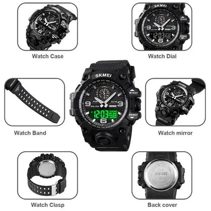 Часы наручные мужские SKMEI 1586BK BLACK, водонепроницаемые мужские часы, часы спортивные. Цвет: черный