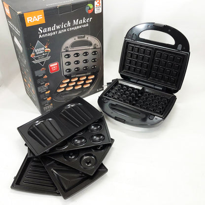 Мультимейкер 6в1 RAF R.541 Гриль прижимной сэндвичница вафельница орешник бутербродница