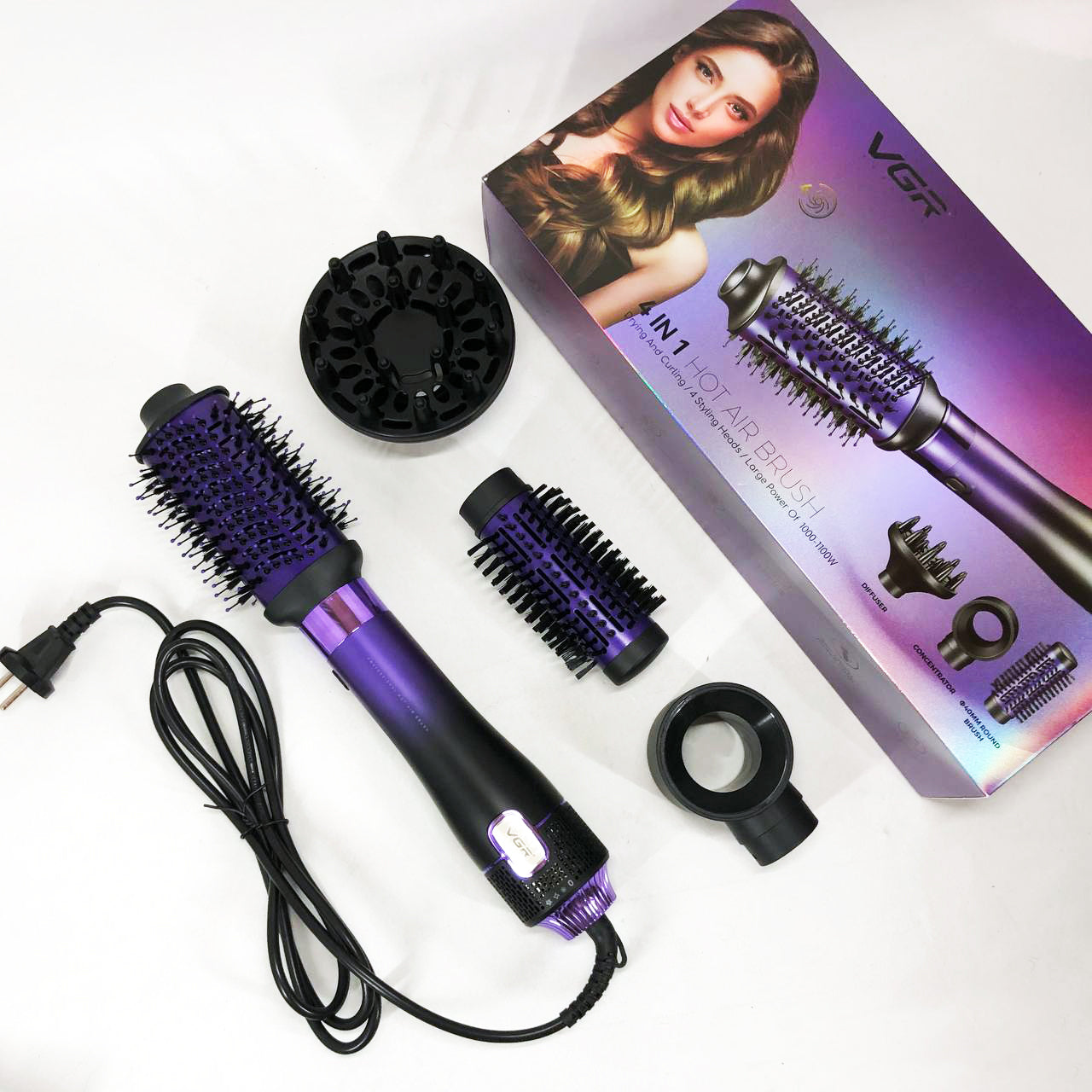 Фен-щітка стайлер VGR V-484 4 в 1. Колір: фіолетовий