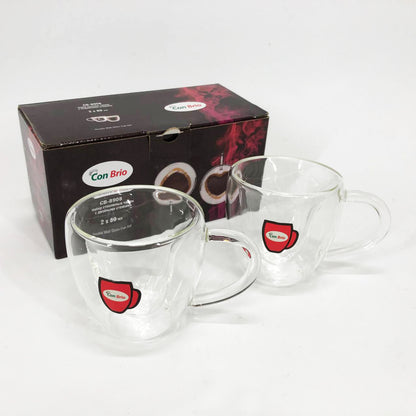 Набір скляних чашок із подвійними стінками (серце) Con Brio СВ-8908-2, 2шт, 80мл