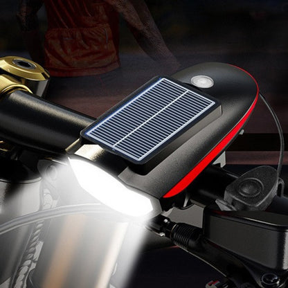 Велосипедный фонарь 7599 с звонком на солнечной батарее, АКБ Li-Ion, водонепроницаемый аккумуляторный