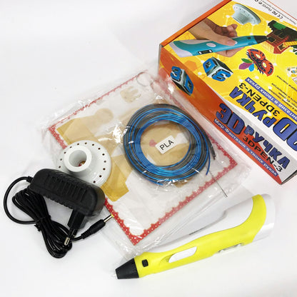 3D ручка Smart 3D Pen 2 c LCD дисплеем,  Детская электро ручка для фигурок из пластика. Цвет: желтый
