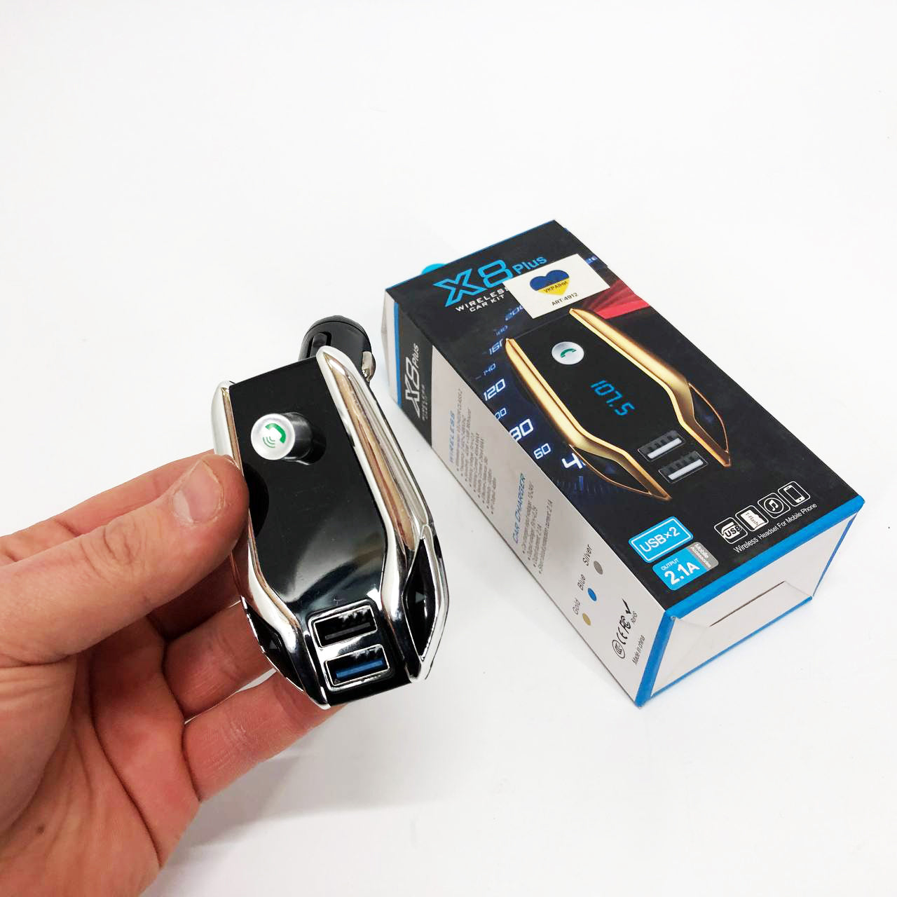 Автомобильный Fm модулятор Bluetooth FM X8 plus, Фм модулятор с флешкой от прикуривателя