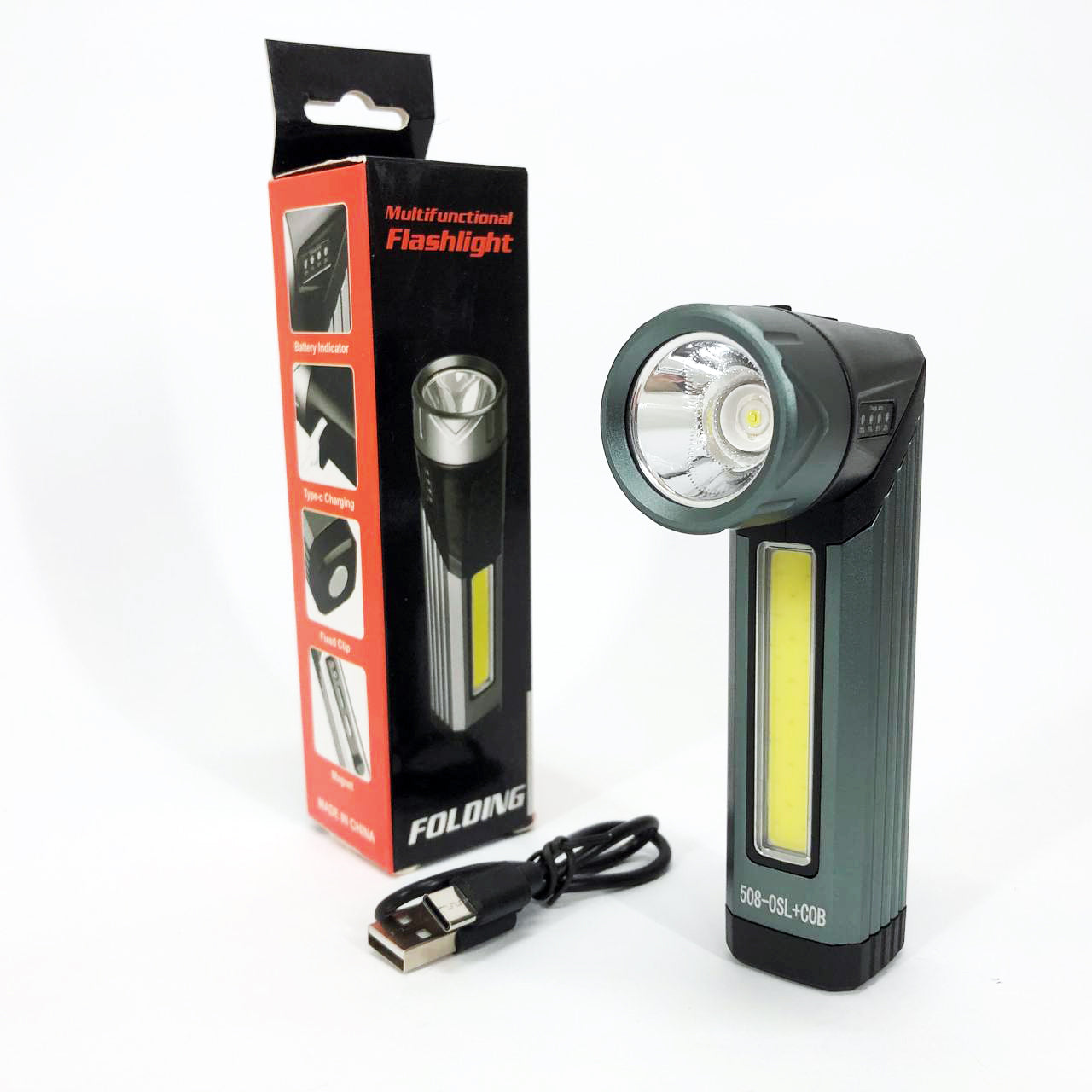 Фонарь карманный поворотный Police 508-OSL+COB, встроенным аккумулятором, магнитом и 7 режимами