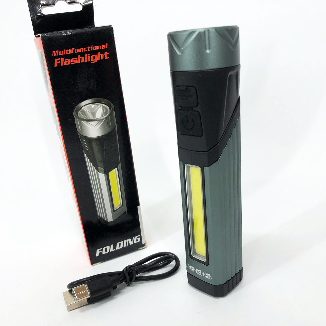 Фонарь карманный поворотный Police 508-OSL+COB, встроенным аккумулятором, магнитом и 7 режимами