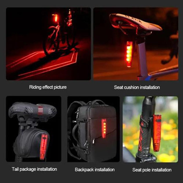 Велофонарь LEADBIKE LD77-LS-4 LED с лазерной разметкой, Фонарь аккумуляторный светодиодный велосипедный