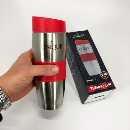 Термокружка UNIQUE UN-1072 0.38 л, Термос из нержавейки металлический, Термосы для фитнеса. Цвет: красный