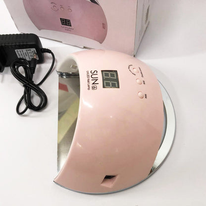 Ультрафиолетовая лампа для Маникюра UV LAMP Sun 6, Светодиодная сушилка для гель лака. Цвет: розовый