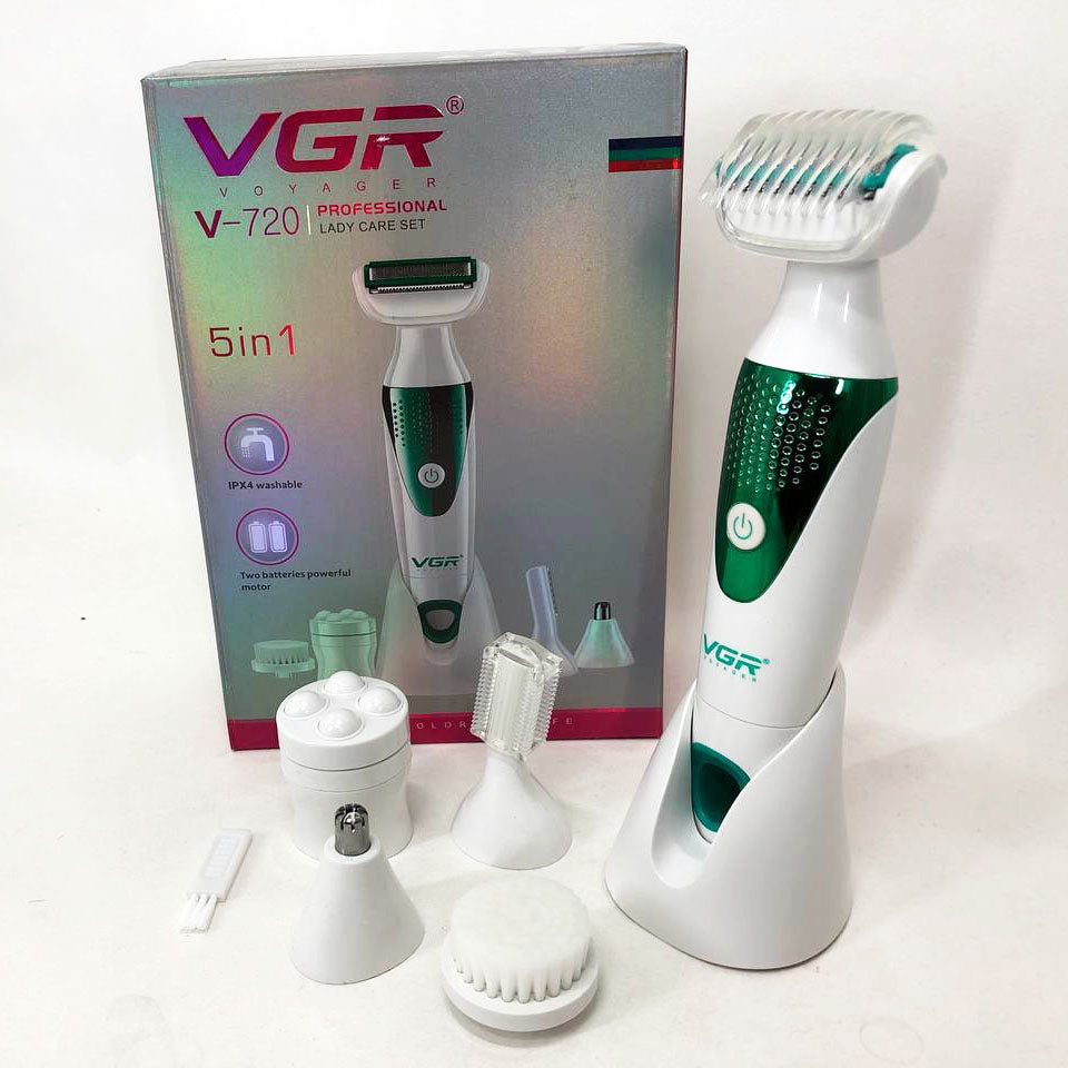 Набор VGR V-720 5 в 1 для ухода, триммер для носа, бровей, тела, устройство для чистки лица, массажер