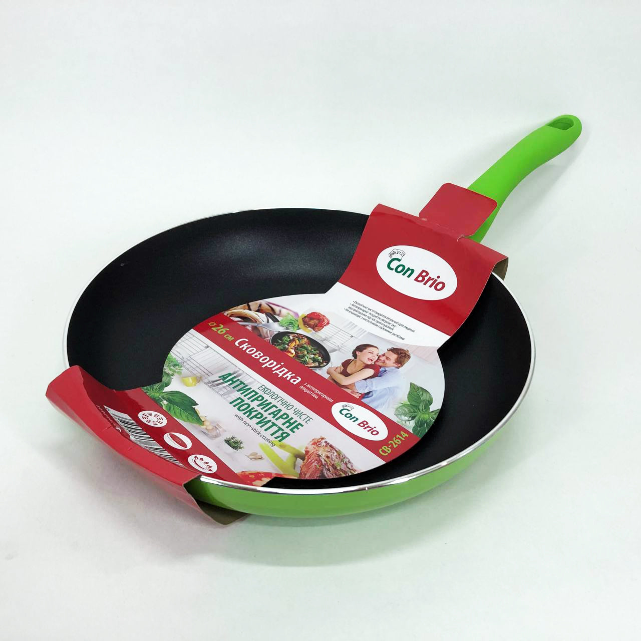 Сковорода с антипригарным покрытием XYLAN Con Brio CB-2614 26 см, сковорода с толстым дном. Цвет: зеленый