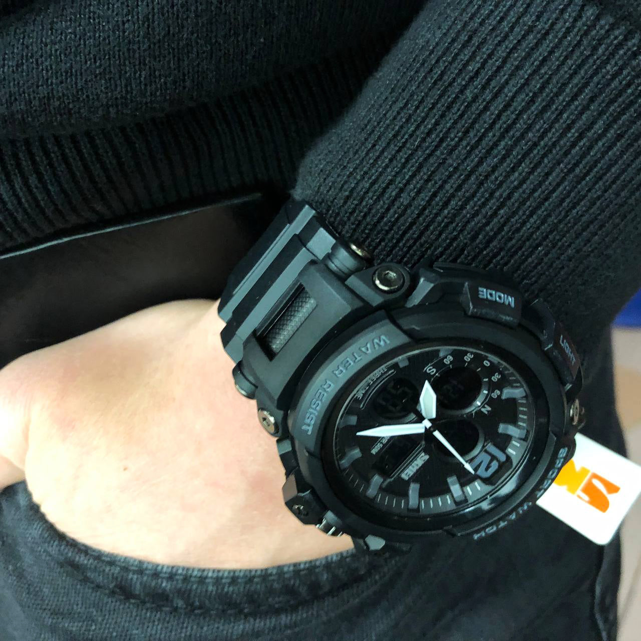 Часы наручные мужские SKMEI 1343BK BLACK, часы тактические противоударные. Цвет: черный