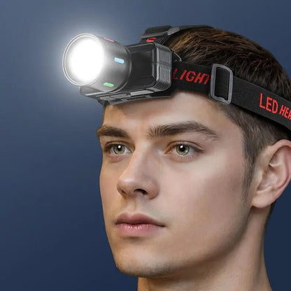 Фонарь налобный KX-1832-TG, Мощный фонарь для рыбалки, Фонарик на голову для домашних работ