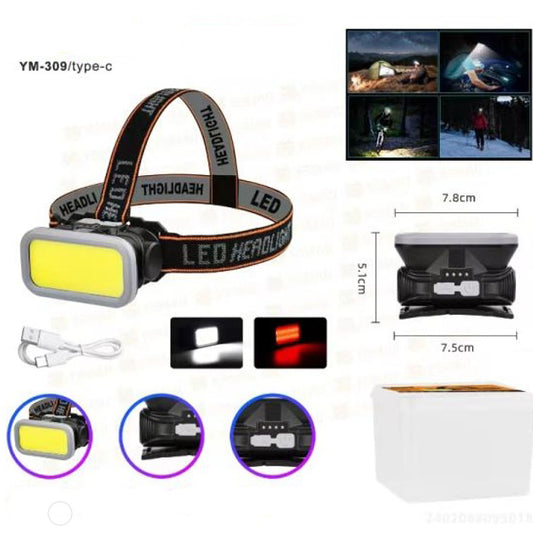 Фонарь налобный YM-309-COB(white+red), Фонарь с разными режимами работы, Сверхмощный налобный фонарь