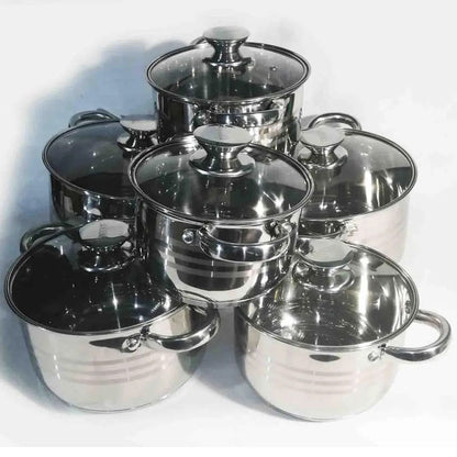 Набор кастрюль UNIQUE UN-5035 из нержавеющей стали с толстым дном в 5 слоев с крышками стеклянными 6 предметов