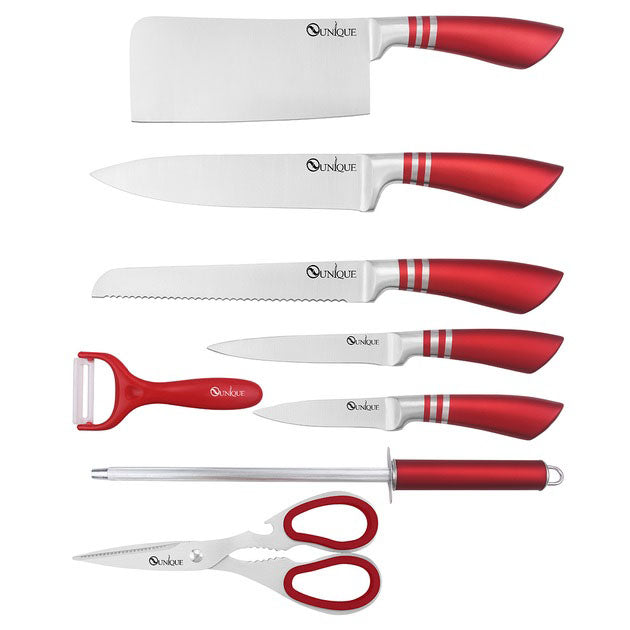 Набор ножей UNIQUE UN-1832 с подставкой 9 предметов овощечистка точилка ножницы Нержавеющая сталь