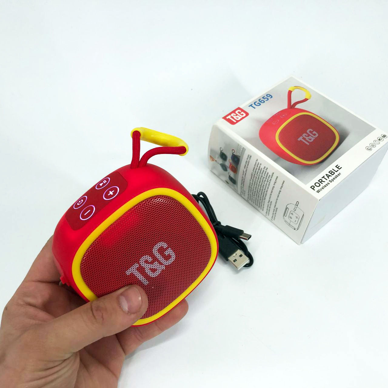 Портативная Bluetooth-колонка TG659 с ремешком, Громкая блютуз колонка для вечеринки. Цвет: красный
