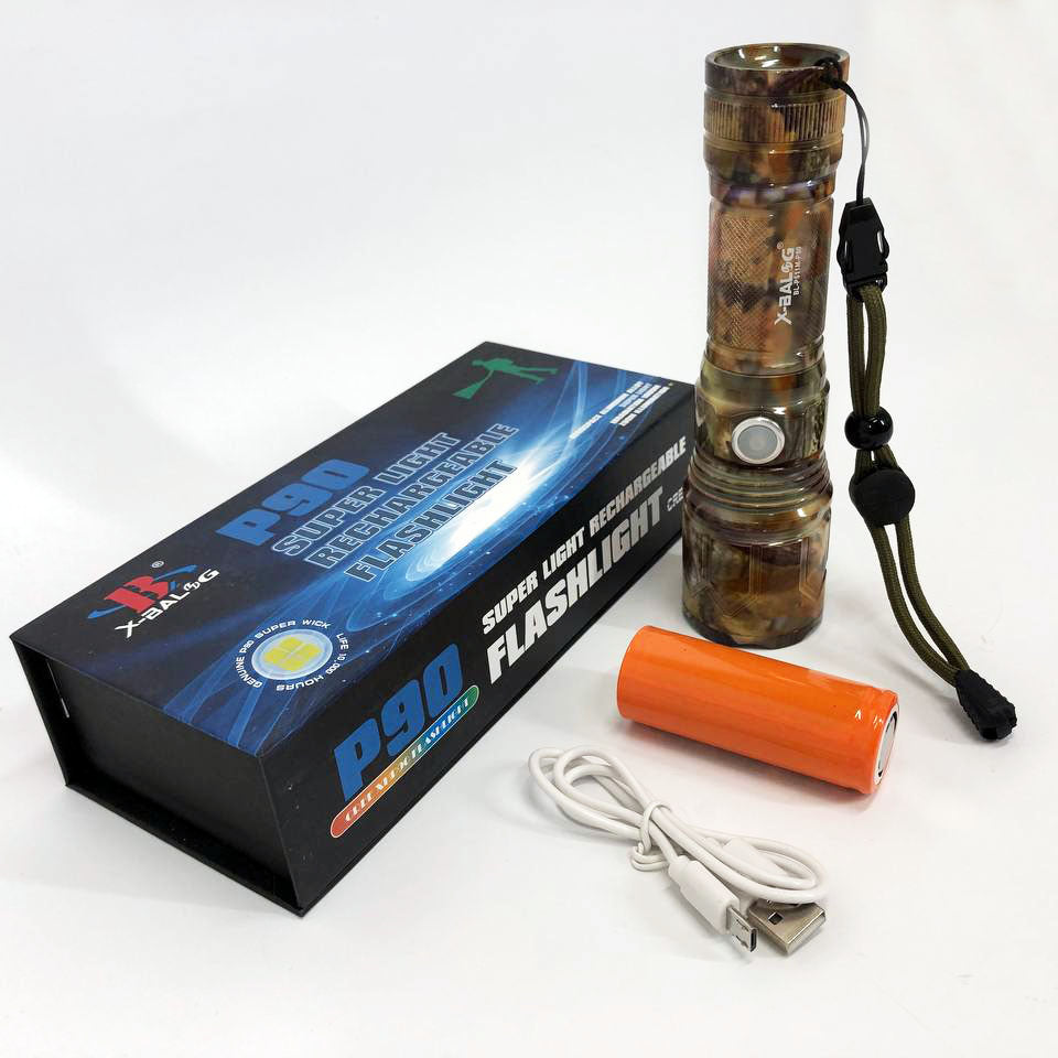 Фонарик ручной тактический Bailong BL-P511M-P90 камуфляж, супер яркий фонарик, мощный карманный фонарик