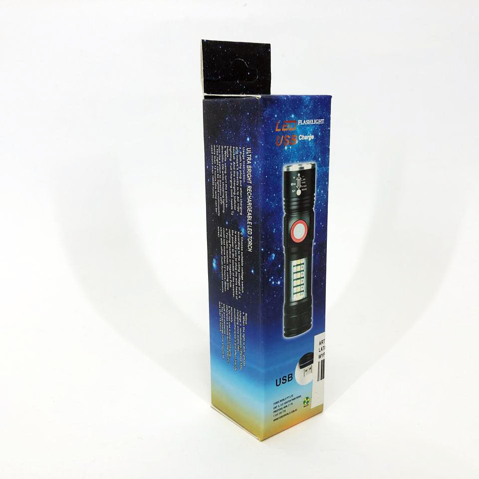 Фонарь SY-1903C-P50+SMD+RGB Alarm, ЗУ USB, карманный фонарь с usb зарядкой, сверхмощный фонарик