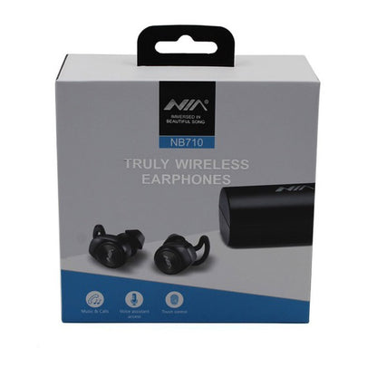 Наушники Bluetooth NIA NB710 с кейсом черные беспроводные, Наушники для тренировок сенсорные беспроводные
