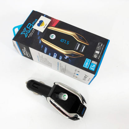 Автомобильный Fm модулятор Bluetooth FM X8 plus, Фм модулятор с флешкой от прикуривателя
