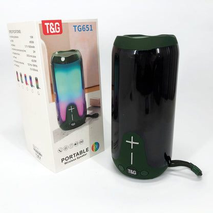 Bluetooth-колонка TG651 с RGB ПОДСВЕТКОЙ, Bluetooth колонка для хорошей музыки. Цвет: зеленый