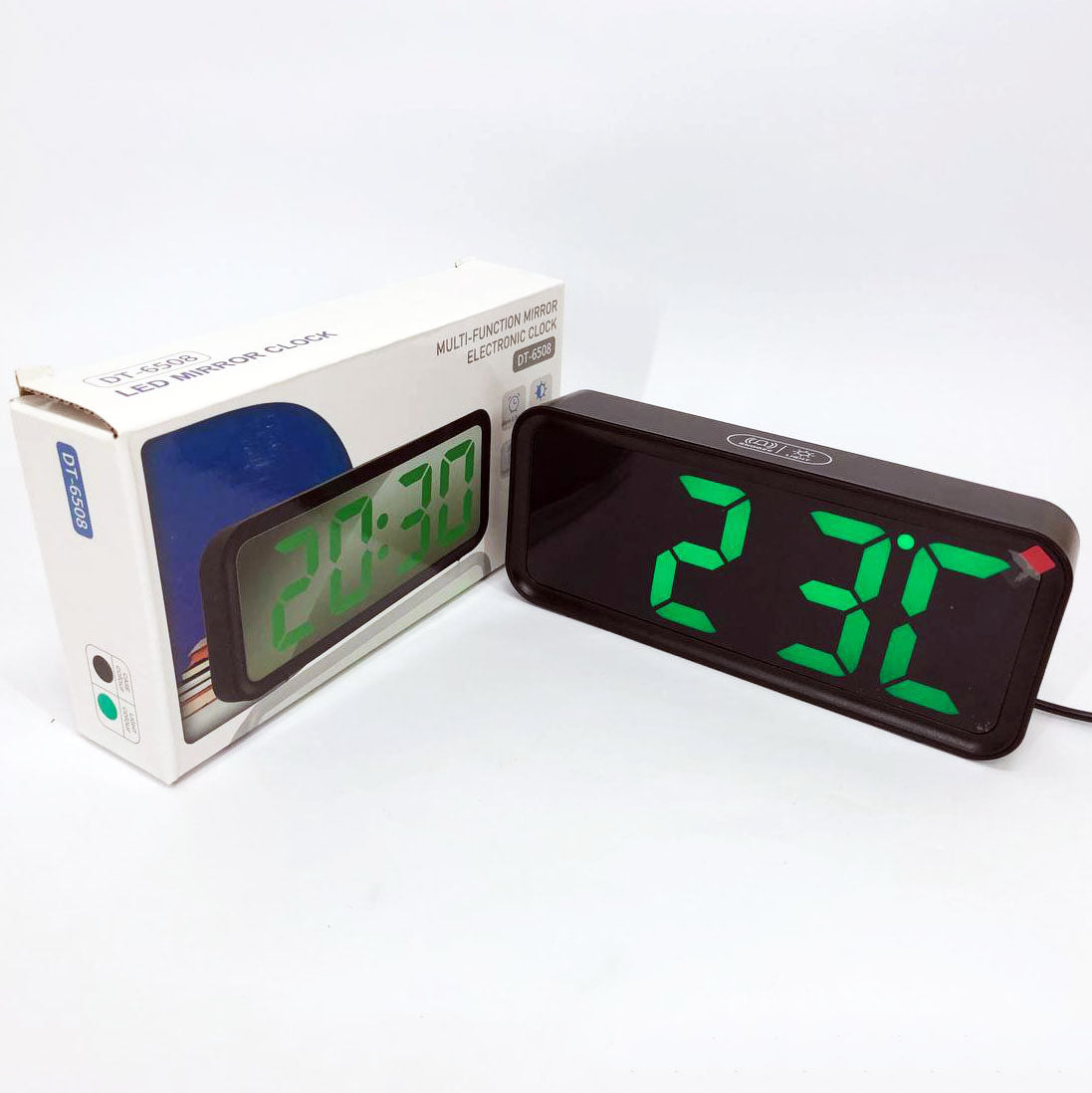 Часы настольные DT-6508 с будильником и USB зарядкой с зеленой подсветкой, лед часы настольные