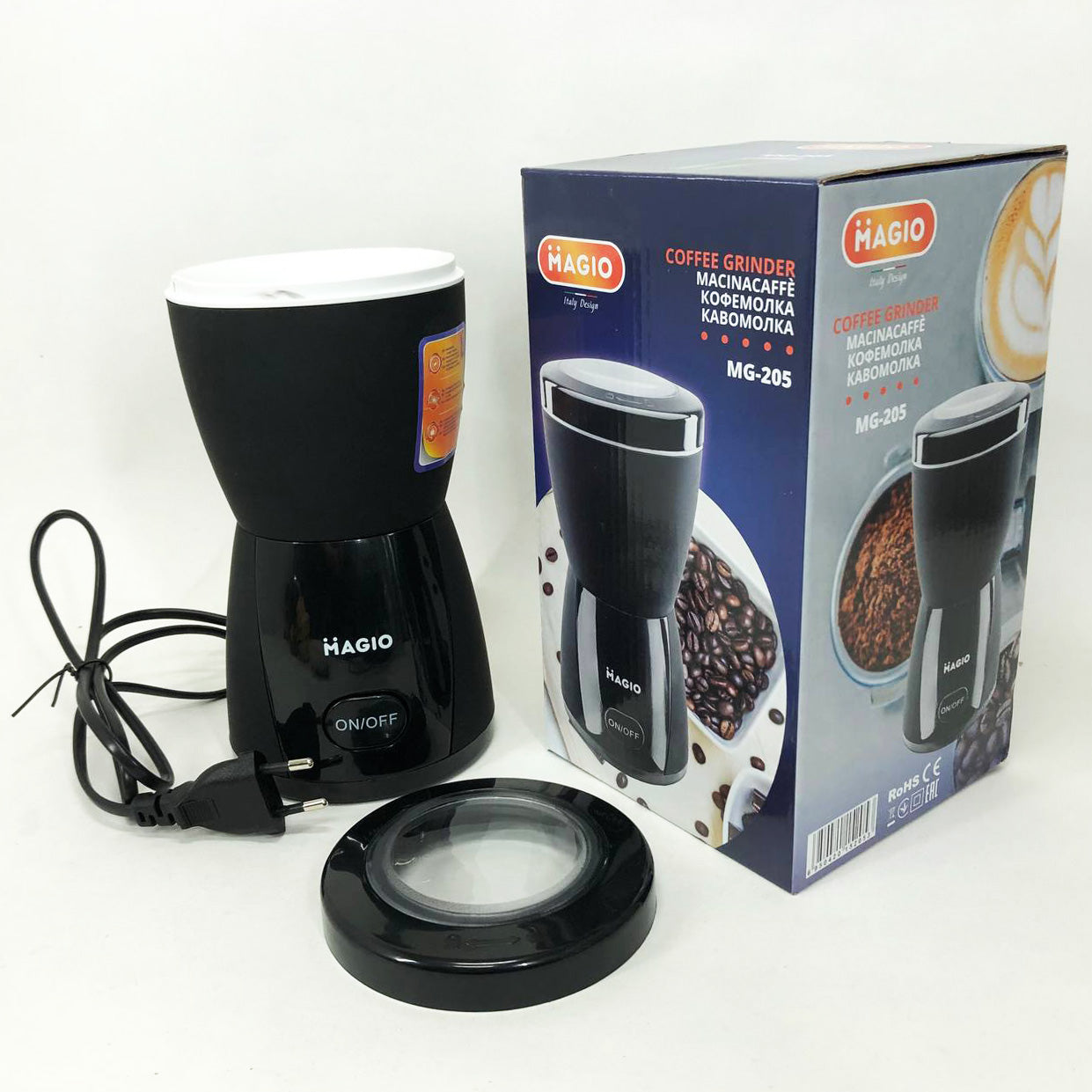 Кофемолка MAGIO MG-205 200 Вт, Кофемолка бытовая электрическая, Портативная кофемолка, Измельчитель кофе