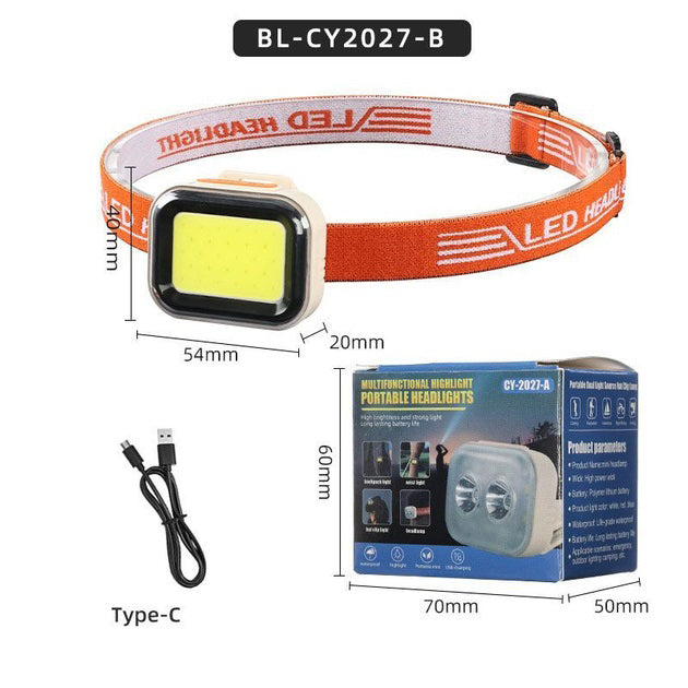 Фонарь налобный CY-2027-B-COB(white+red)