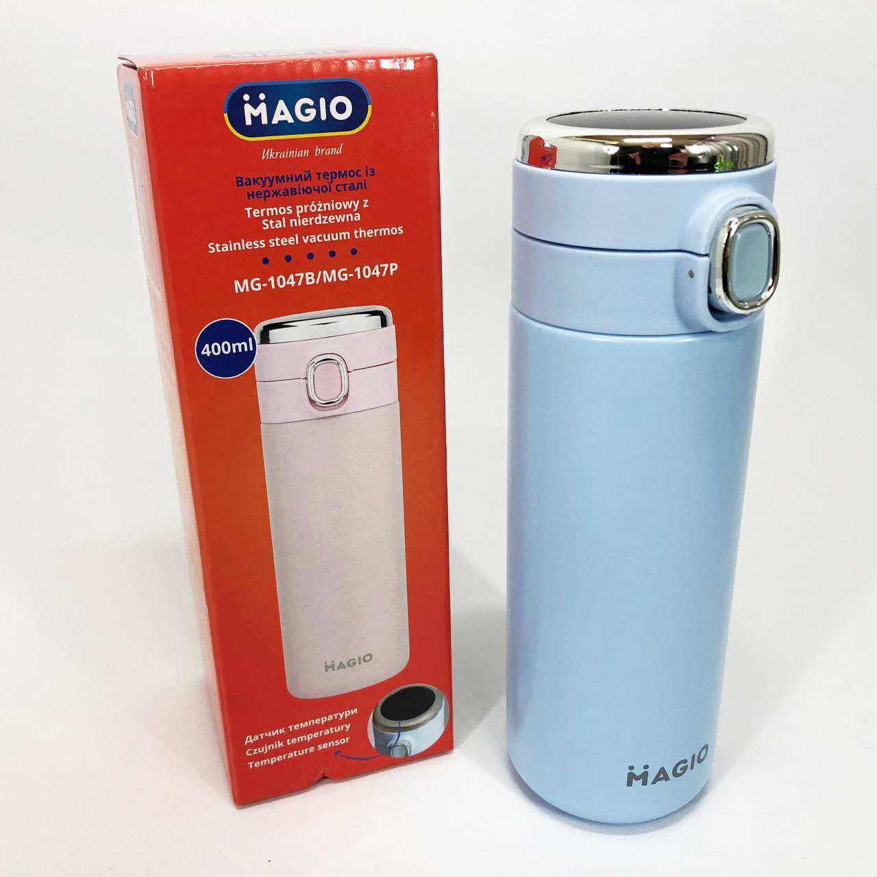 Термос SMART MAGIO MG-1047B вакуумный 400 мл, Умный термос с датчиком температуры, Термос походный