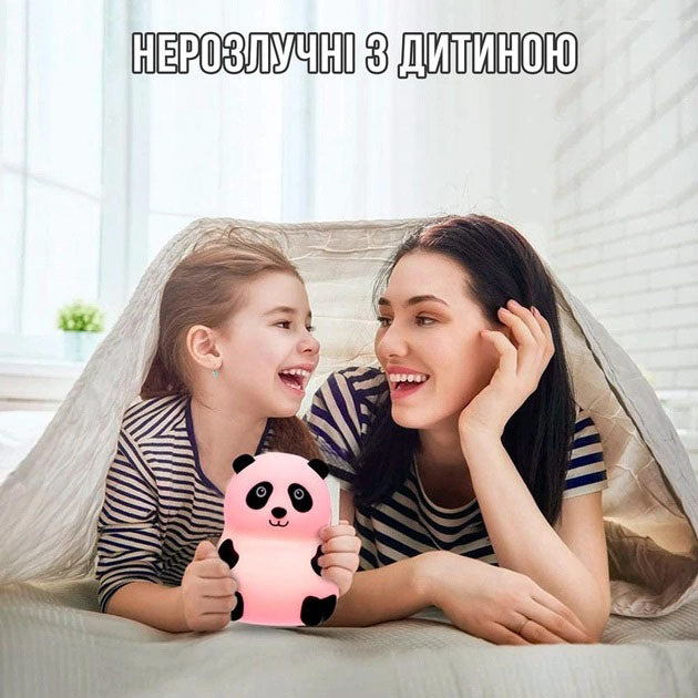 Детский силиконовый ночник светильник Панда 7 цветов, Силиконовый ночник игрушка для детей